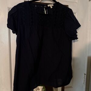 Old Navy Midnight Blue Blouse with Lace Accents